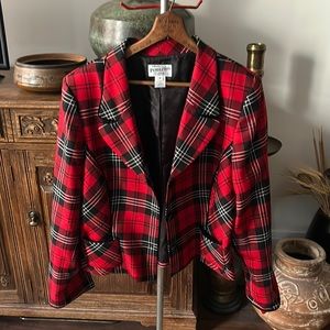 VINTAGE Pendleton Plaid Red Wool Blazer Jacket USA